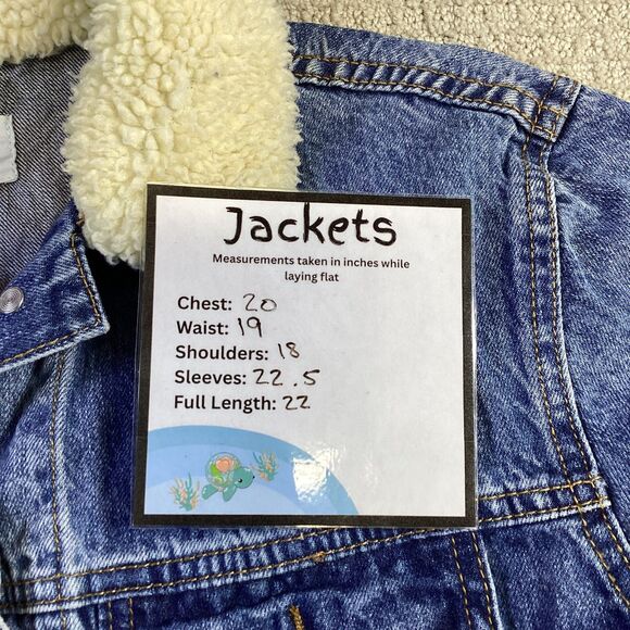 Unveil Denim Trucker Jacket Faux Shearling Collar Blue Jean Coat - Picture 6 of 6